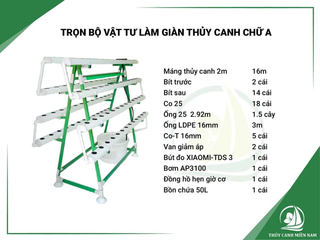 Trọn bộ vật tư làm giàn chữ A và cách làm giàn trồng rau thủy canh