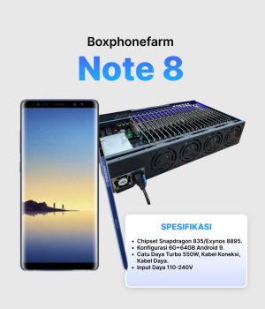 Box Phone Farm Note 8 6/64GB | Port USB + LAN/OTG | PCB Hitam