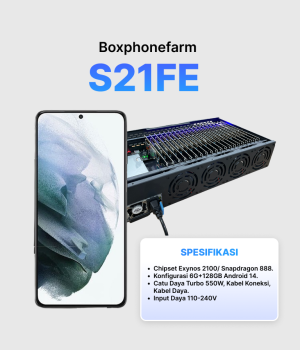Box Phone Farm S21 FE 6/128GB | Port USB + LAN/OTG | PCB Hitam