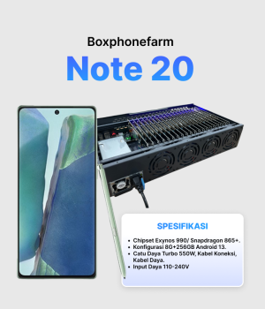 Box Phone Farm Note 20 8/256GB | Port USB + LAN/OTG | PCB Hitam