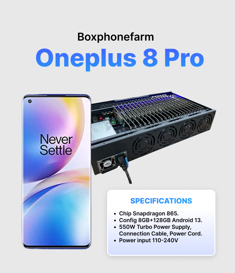 Box Phone Farm OnePlus 8 Pro 8/128GB USB Port + LAN/OTG