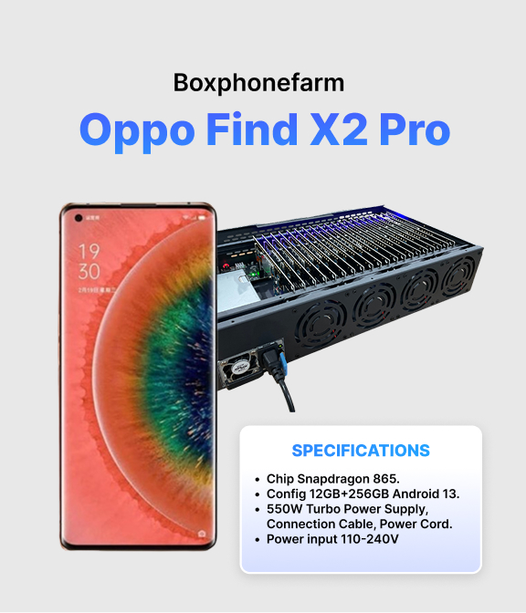 Box Phone Farm Oppo Find X2 Pro 12/256GB USB Port + LAN/OTG