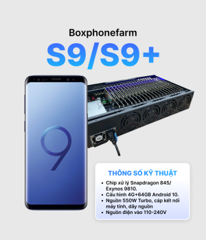 Box Phone Farm S9/S9+ Thế hệ mới nhất 2026 Cổng USB + LAN/OTG mạch đen