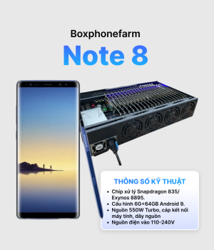 Box Phone Farm Note 8 6/64GB Cổng USB + LAN/OTG mạch đen