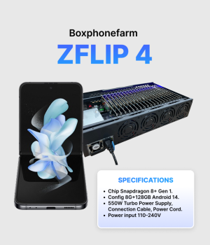 Box Phone Farm Z Flip4 8/128GB USB + LAN/OTG black circuit
