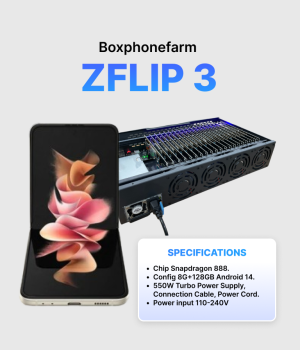 Box Phone Farm Z Flip3 8/128GB USB + LAN/OTG black circuit