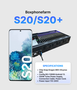Box Phone Farm S20 8/128GB USB + LAN/OTG black circuit