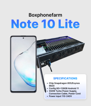 Box Phone Farm Note 10 Lite - Latest Generation 2026 USB + LAN/OTG Port with Black Circuit Board