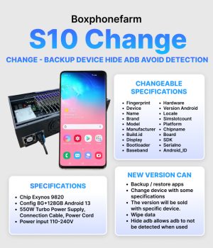 Box Phone Farm S10 Change USB + LAN/OTG Port with Black Circuit Board