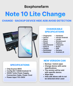 Box Phone Farm Note 10 Lite Change USB + LAN/OTG Port with Black Circuit Board