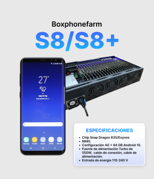 Box Phone Farm S8/S8+ | Última Generación 2026 | Puertos USB + LAN