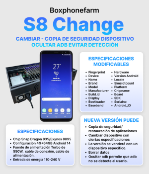 Box Phone Farm S8 Change | Última Generación 2026 | Puertos USB + LAN