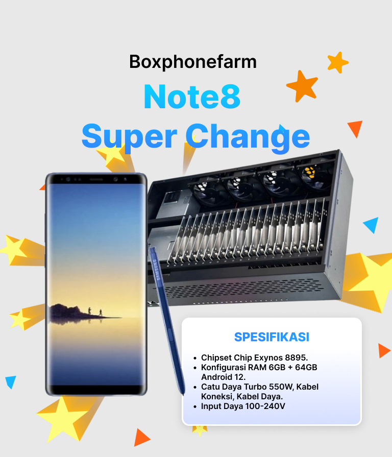 Box Phone Farm Note 8 Super Change Port USB + LAN/OTG