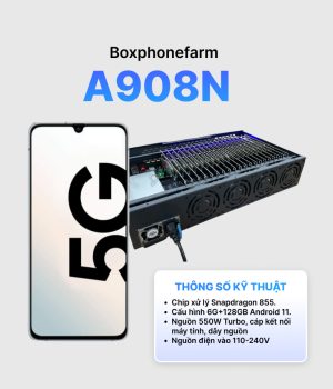 Box Phone Farm A908N 6/128GB Cổng USB + LAN/OTG mạch đen