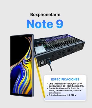 Box Phone Farm Note 9 6/128GB | Puertos USB + LAN/OTG | Placa Negra